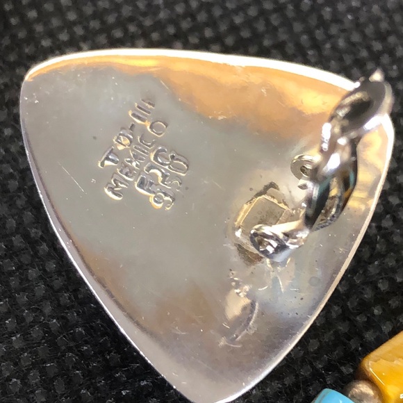 MEXICAN Turquoise Tigers Eye Black Onyx Sterling Silver 950 / 925 Jewelry Set - Picture 9 of 17